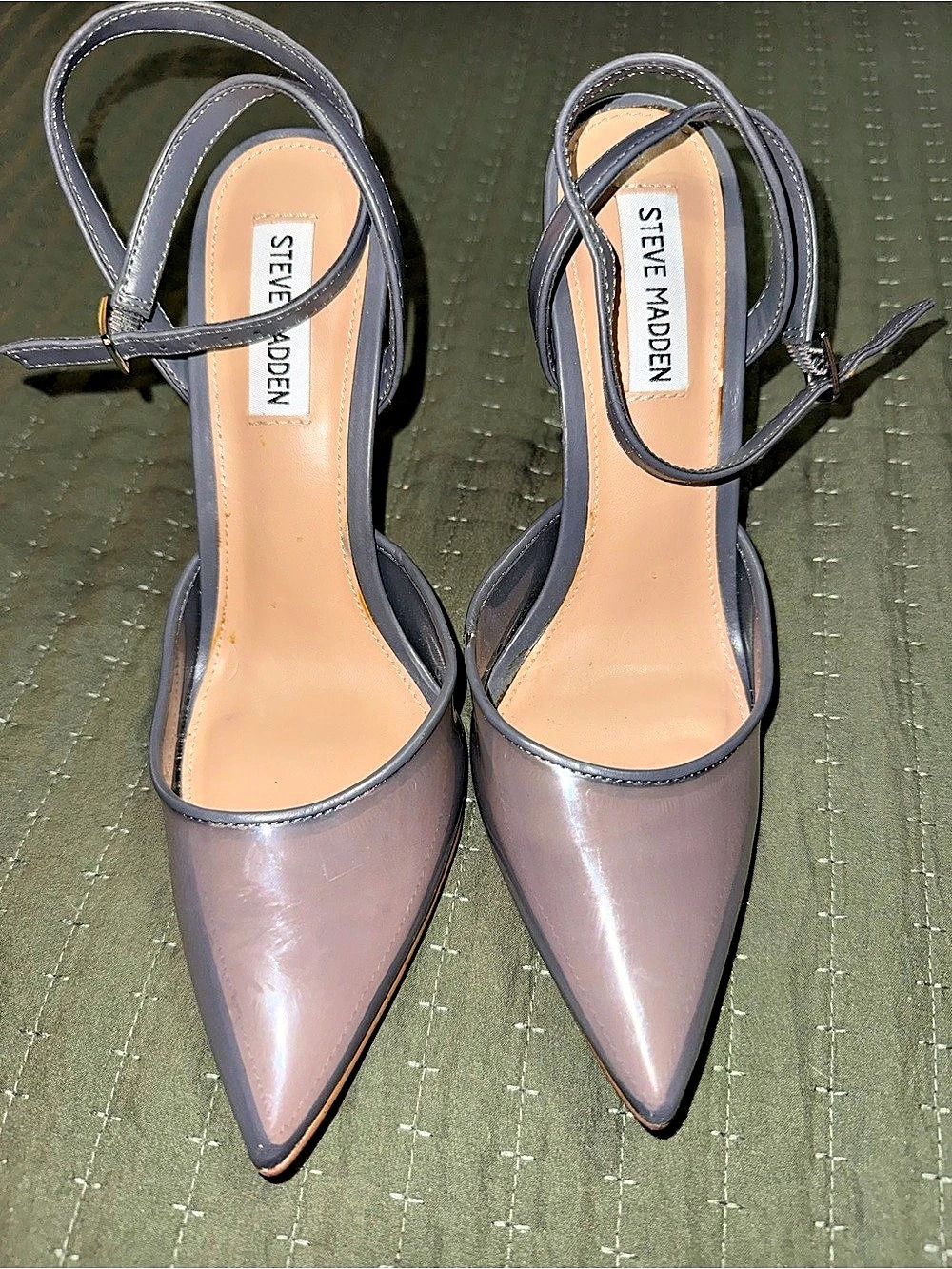Steve Madden Alessi Gray Translucent Slingback Heels 8.5